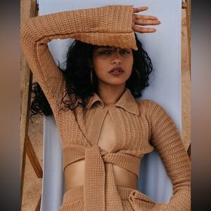 Savannah Morrow Almond Crochet Top XS